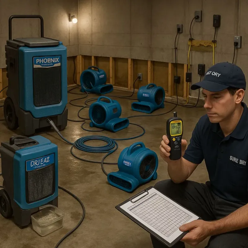 Structural Drying and Dehumidification process in Rothschild, WI